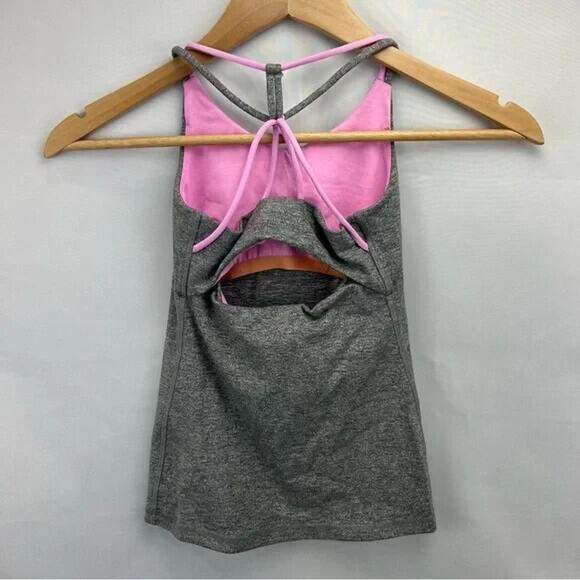Ivivva (lululemon) Gray Tank Top with Pink Straps - Picture 2 of 4